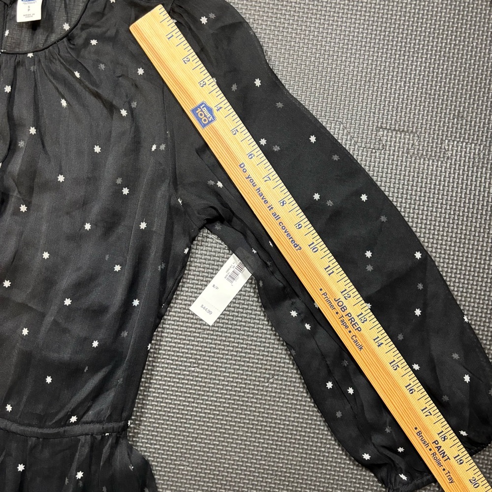 NWT Old Navy Dress Black White Stars Chiffon Lined Midi Women’s Size Small - Picture 9 of 11
